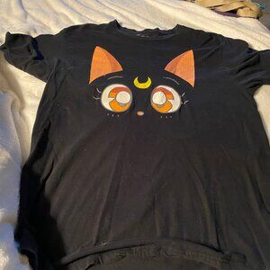Sailor Moon Luna Cat Men’s Black T-Shirt Size XL
